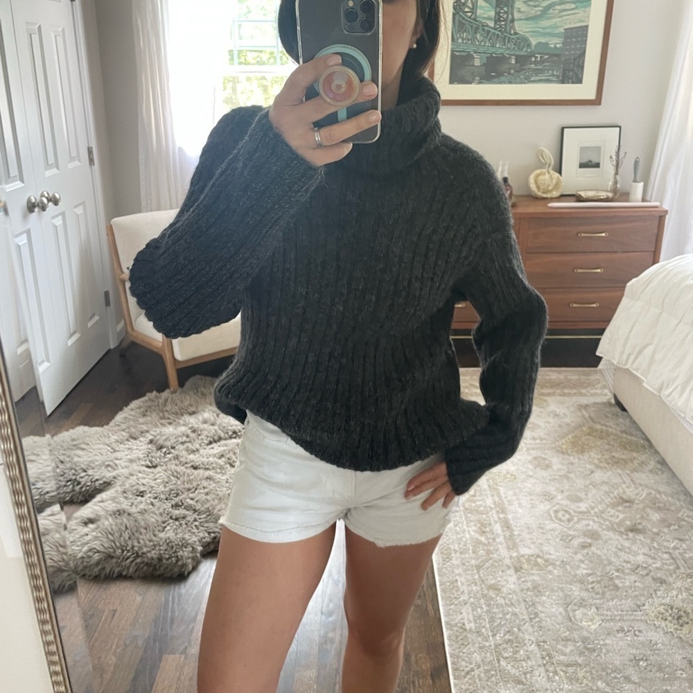 Nell Alpaca Ribbed Knit Turtleneck Sweater